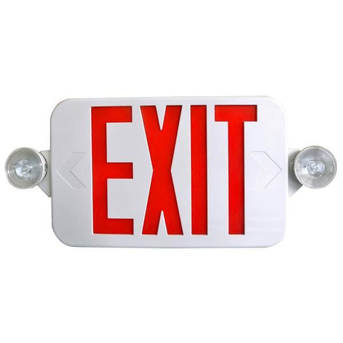 Low Profile All LED Exit & Emergency Combo, Red, White Housing - With 90 Minute Battery Back-Up