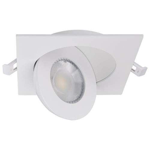 4 Inch Square LED Gimbaled Downlight - 9W - 750 Lumens - 120V - Color Temperature Selectable 27K/30K/35K/40K/50K - White Finish - No Recess Can Required