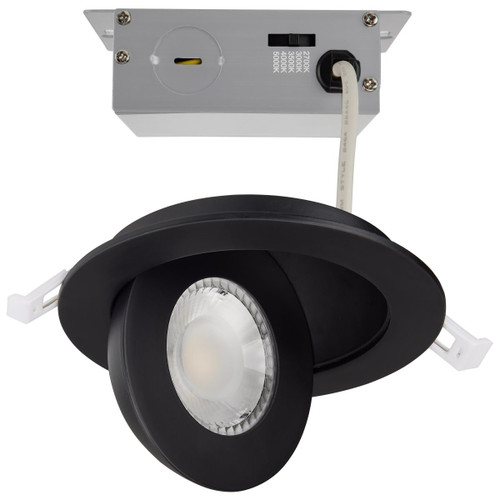 4 Inch Round LED Gimbaled Downlight - 9W - 750 Lumens - 120V - Color Temperature Selectable 27K/30K/35K/40K/50K - Black Finish - No Recess Can Required