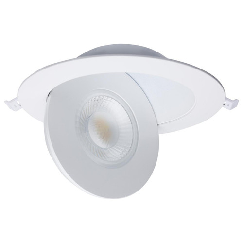 6 Inch Round LED Gimbaled Downlight - 15W - 1400 Lumens - 120V - Color Temperature Selectable 27K/30K/35K/40K/50K - White Finish - No Recess Can Required