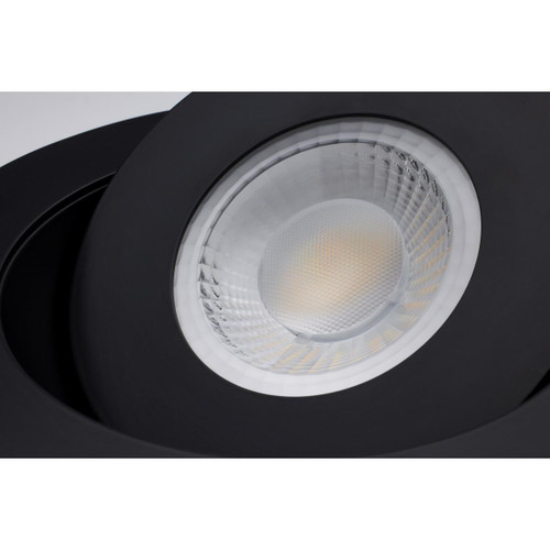 6 Inch Round LED Gimbaled Downlight - 15W - 1400 Lumens - 120V - Color Temperature Selectable 27K/30K/35K/40K/50K - Black Finish - No Recess Can Required