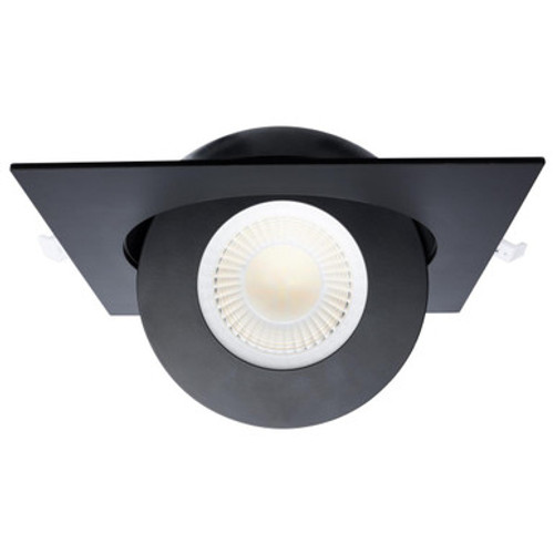 6 Inch Square LED Gimbaled Downlight - 15W - 1400 Lumens - 120V - Color Temperature Selectable 27K/30K/35K/40K/50K - Black Finish - No Recess Can Required