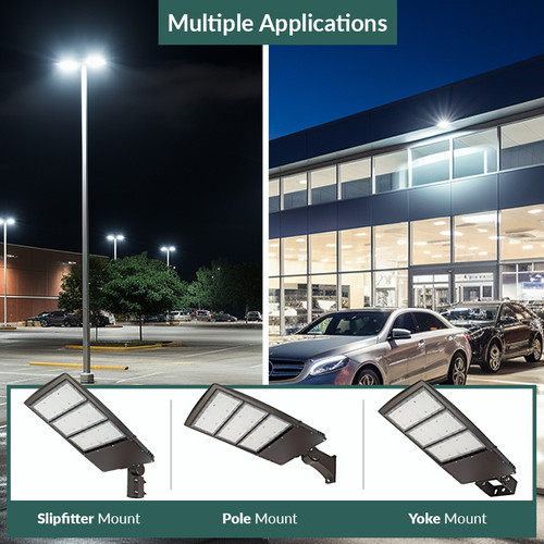 LED Parking Lot Area Light - 450W - 5000K Daylight - 60750 Max Lumens - 480V - Slipfitter Mount
