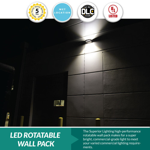 120 Watt LED Rotatable Wall Pack - 15000 Lumens - 3000k Soft Light - 120-277V - Bronze Finish
