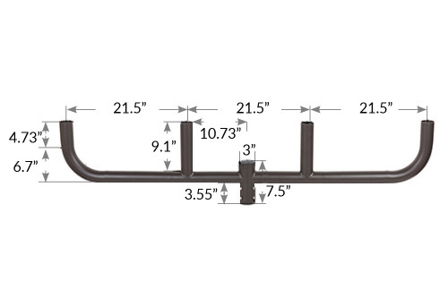 Bullhorn mounting bracket for 4 lights - 180 degrees, slips on 2-3/8 pole - LARGE - 64 inches across