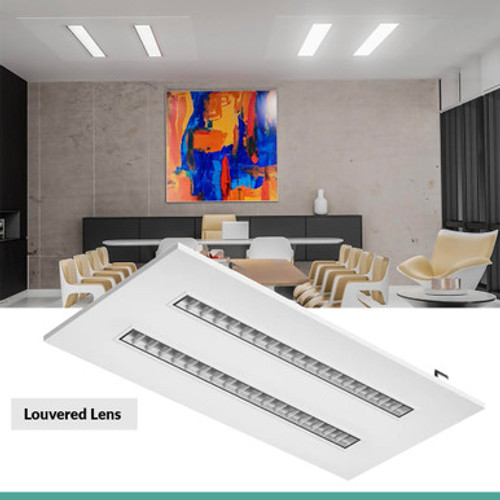 2X4 LED Drop In T-Bar Light - 60W - 120-277V -  Color Temperature Selectable 30K/35K/40K/50K - Louvered Lens - Dimmable - White Finish