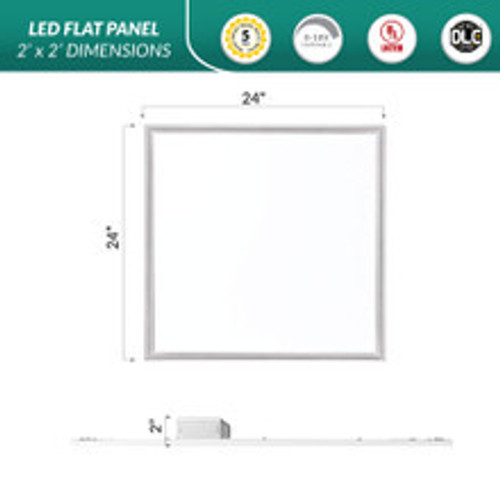 2x2 LED Flat Panel - 40 Watt - 4200 Lumens - 4000K Cool White - 120-277V - Dimmable - For Recessed Drop Ceiling