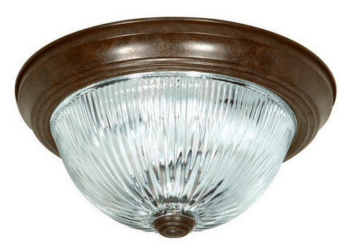 2 Light - 13" - Flush Mount - Clear Ribbed Glass