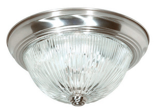 2 Light - 11" - Flush Mount - Clear Ribbed Glass 440