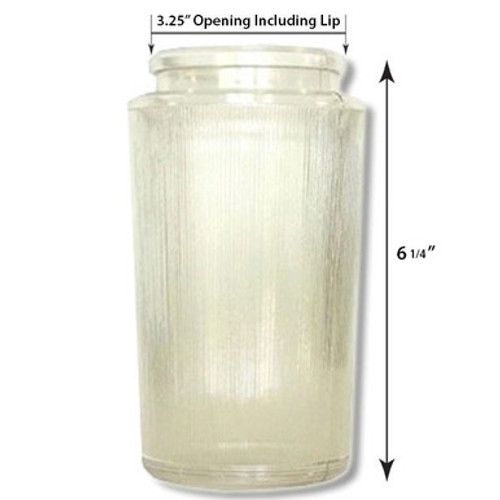 6 Inch Plastic Cylinder Plain Lip Opening Clear Ribbed Acrylic