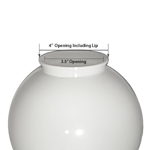10 Inch Plastic Globe Plain Lip Opening White Acrylic