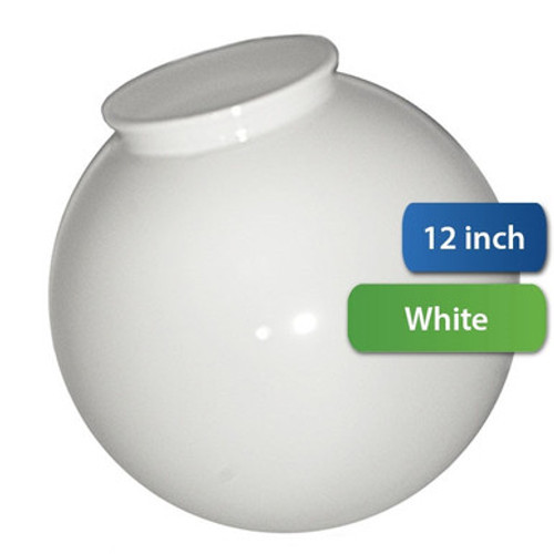 12 Inch Plastic Globe Plain Lip Opening White Acrylic