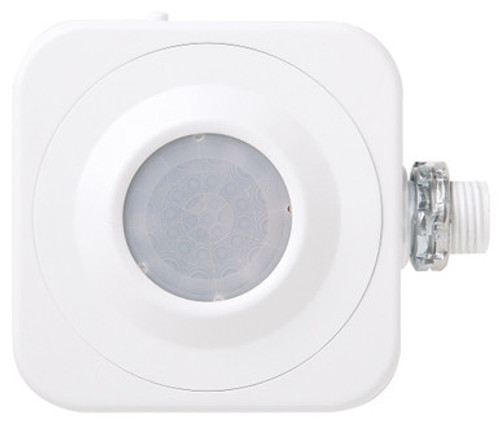 SensorSwitch - Occupancy or motion sensing switch - Designed for mounting heights of up to 45 ft (13.72 m), the CMRB 6 High Bay 360º sensor provides Passive Infrared (PIR) occupancy detection over a 15-20 ft (4.57-6.10 m) radial coverage pattern that overlaps the areas lit by a typical high bay fixture. This line voltage sensor switches loads directly without the need for a power pack. The CMRB 6 sensor mounts directly to the end of a lighting fixture through an extended 1/2 inch chase nipple, and is ideal for individual on/off control of T5/T8 fluorescent lighting. - Model CMRB 6