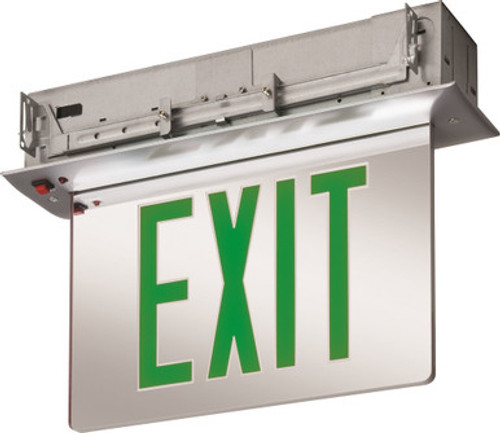 Lithonia Lighting - Emergency exit illuminated sign - Recessed Mount Edge-Lit Exits with LED Lamps, Single face, Green, Emergency, SKU - 164UF4 - Model EDGR 1 G EL M4