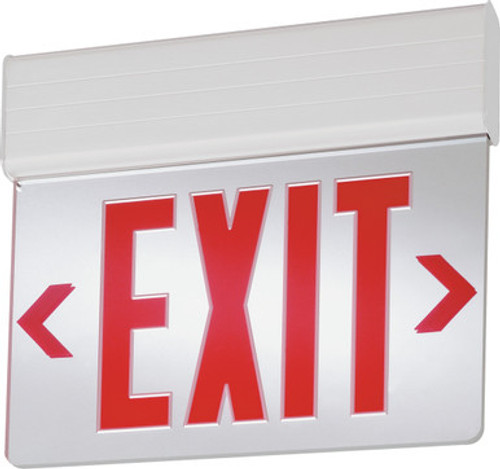 Lithonia Lighting - Emergency exit illuminated sign - Surface mount LED edge-lit, White, Double face, Red, Emergency, SKU - 144FFJ - Model EDG W 2 RMR EL M6