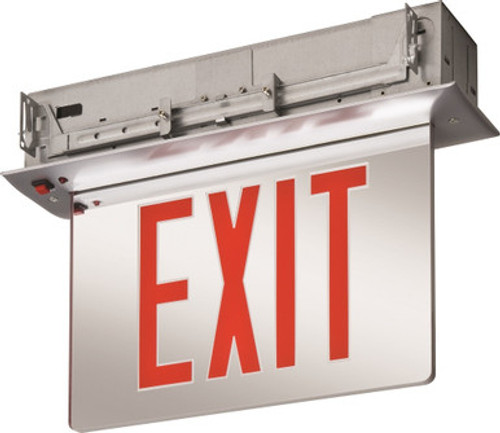 Lithonia Lighting - Emergency exit illuminated sign - Recessed mount Edge-Lit exits with LED lamps, Single face, Red with mirror separator, Emergency, Emergency operation with self-diagnostic, SKU - 211MHR - Model EDGR 1 RMR EL SD M4