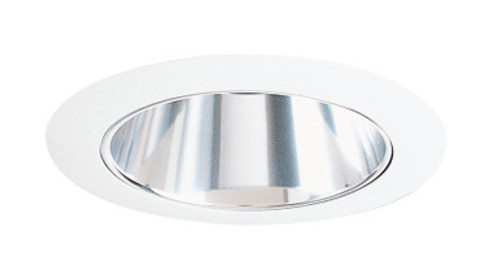 Lithonia Lighting 17 CWH - 4IN Down-Light Cone Trim, Clear Alzak, White Trim Ring