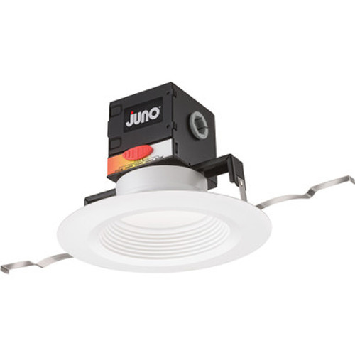 Juno - Downlighting fixtures - The 6-inch round OneUp? is a quick and easy-to-install direct-wire downlight that features a unique canless design. This product takes one-third less time to install versus a conventional incandescent can with toolless installation - Model JBK6 RD SWW5 90CRI MW M6