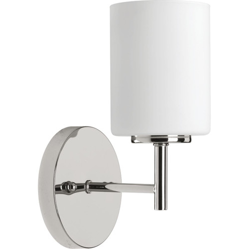 Progress Lighting Bath & Vanity Light - Replay Collection One-Light Polished Nickel Etched White Glass Glass Modern Bath Vanity Light - Model P2131-104