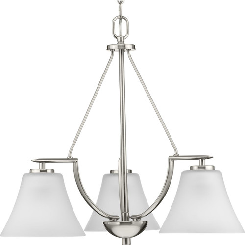 Progress Lighting Chandeliers Light - Bravo Collection Three-Light Brushed Nickel Etched Glass Modern Chandelier Light - Model P4621-09