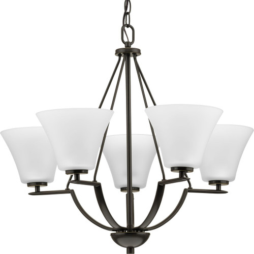 Progress Lighting Chandeliers Light - Bravo Collection Five-Light Antique Bronze Etched Glass Modern Chandelier Light - Model P4623-20W