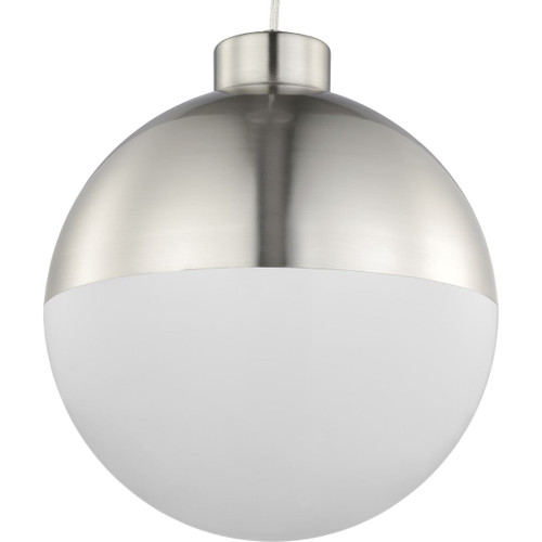 Progress Lighting Pendants Light - Globe LED Collection One-Light Brushed Nickel Opal Glass Mid-Century Modern Pendant Light - Model P500148-009-30