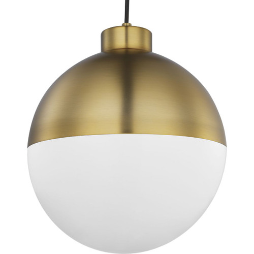 Progress Lighting Pendants Light - Globe LED Collection One-Light Brushed Bronze Opal Glass Mid-Century Modern Pendant Light - Model P500148-109-30