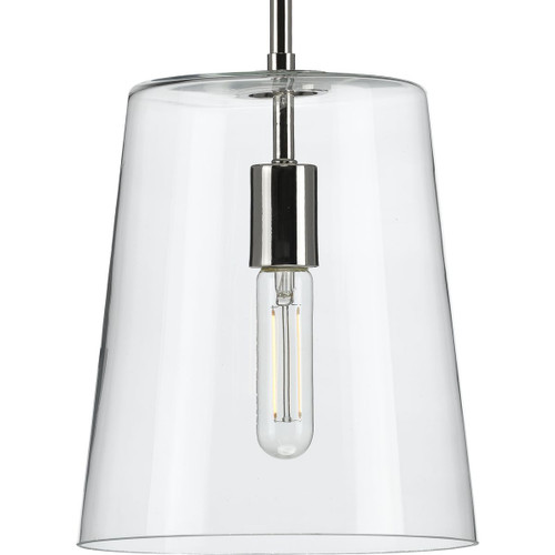 Progress Lighting Pendants Light - Clarion Collection One-Light Polished Nickel Clear Glass Transitional Pendant - Model P500241-104