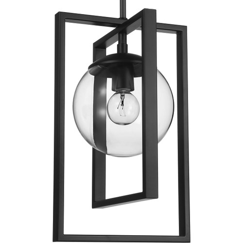 Progress Lighting Pendants Light - Atwell Collection One-Light Matte Black Clear Glass Luxe Pendant Light - Model P500283-031