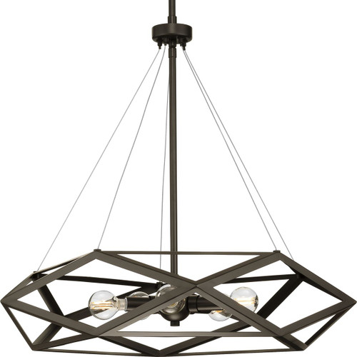 Progress Lighting Pendants Light - Saucedo Collection Five-Light Architectural Bronze Modern Pendant - Model P500422-129