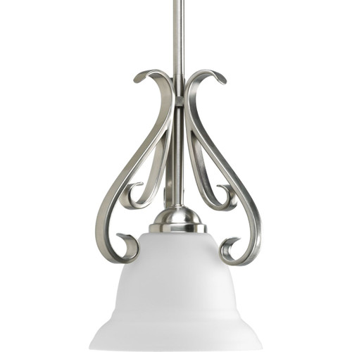 Progress Lighting Pendants Light - Torino Collection One-Light Brushed Nickel Etched Glass Transitional Mini-Pendant Light - Model P5153-09