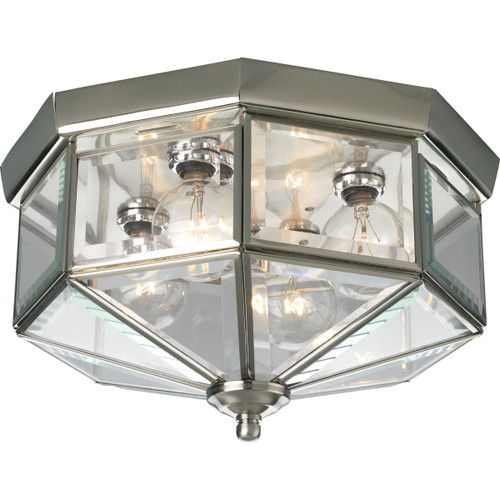 Progress Lighting Close-to-Ceiling Light - Four-Light Beveled Glass 11-1/8" Close-to-Ceiling - Model P5789-09