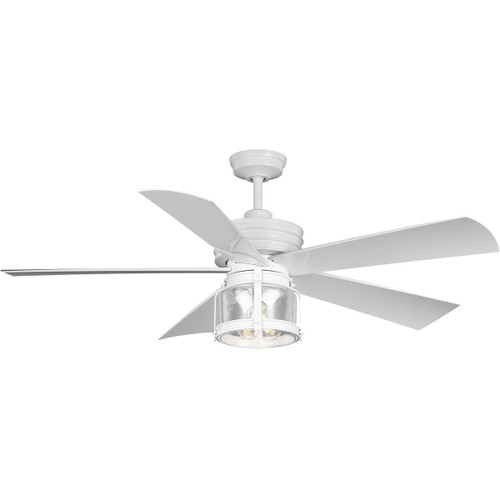 Progress Lighting Ceiling Fans Light - Midvale Collection 5-Blade White 56-Inch AC Motor Coastal Ceiling Fan - Model P250011-028-WB