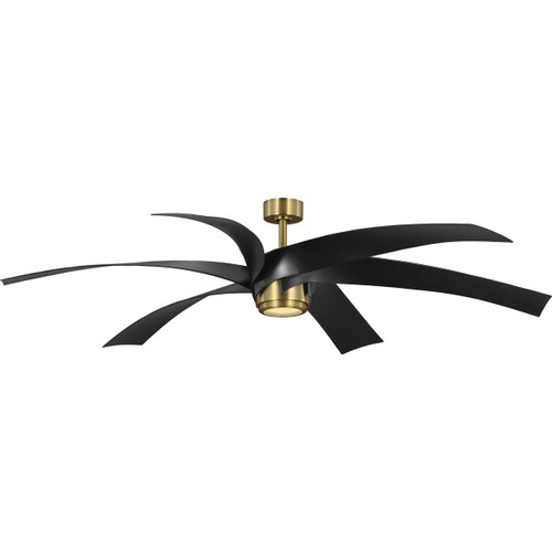 Progress Lighting Ceiling Fans Light - Insigna Collection 72-in Six-Blade Vintage Brass Contemporary Ceiling Fan with Matte Black Blades - Model P250108-163-30