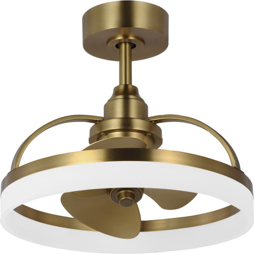 Progress Lighting Ceiling Fans Light - Shear Collection Oscillating Three-Blade Brushed Bronze Ceiling Fan with Gold Blades - Model P250115-109-30