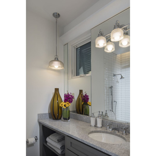 Progress Lighting Archie Collection Two-Light Polished Chrome Clear Double Prismatic Glass Coastal Bath Vanity Light - Damp Location Listed Application Shot Model P2991-15