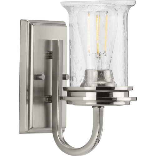 Progress Lighting Bath & Vanity Light - Winslett Collection One-Light Brushed Nickel Clear Seeded Glass Coastal Bath Vanity Light - Model P300272-009