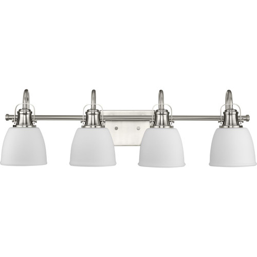 Progress Lighting Bath & Vanity Light - Preston Collection Four-Light Brushed Nickel Coastal Bath and Vanity Light - Model P300429-009