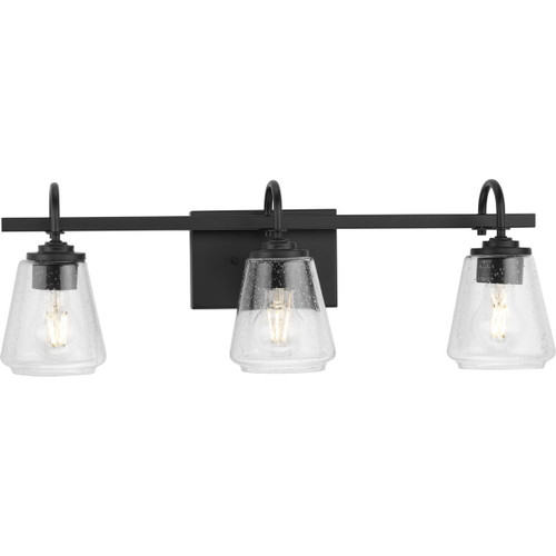 Progress Lighting Bath & Vanity Light - Martenne Collection Three-Light Matte Black Modern Farmhouse Vanity Light - Model P300474-31M