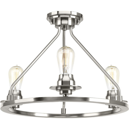 Progress Lighting Close-to-Ceiling Light - Debut Collection Three-Light Semi-Flush Convertible - Model P350036-009