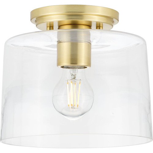 Progress Lighting Close-to-Ceiling Light - Adley Collection One-Light Satin Brass Clear Glass New Traditional Flush Mount Light - Model P350213-012