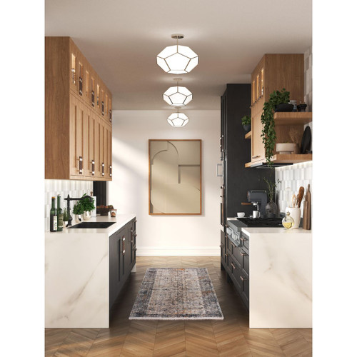Progress Lighting Latham Collection 18 in. Three-Light Brushed Nickel Contemporary Flush Mount - Damp Location Listed Application Shot Model P350261-009