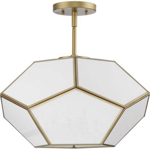 Progress Lighting Close-to-Ceiling Light - Latham Collection 18 in. Three-Light Vintage Brass Contemporary Flush Mount - Model P350261-078