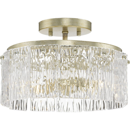 Progress Lighting Close-to-Ceiling Light - Chevall Collection Two-Light 12.62 in. Gilded Silver Modern Organic Flush Mount Light - Model P350268-176