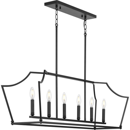 Progress Lighting Lowery Collection 4-Light Matte Black Industrial Luxe  Linear Chandelier with Aged Silver Leaf Accent P400352-31M - The Home Depot