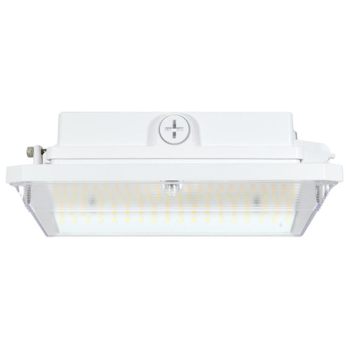 LED Wide Beam Canopy Light - Multi Watt Selectable 45/30/20W - 6288 Max Lumens - 120-277V - Color Temperature Selectable 30K/40K/50K - White Finish