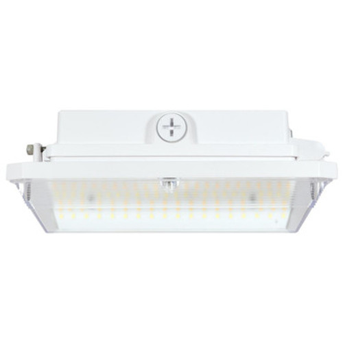 LED Wide Beam Canopy Light - Multi Watt Selectable 45/30/20W - 6288 Max Lumens - 120-277V - Color Temperature Selectable 30K/40K/50K - White Finish