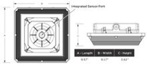 LED Wide Beam Canopy Light With Motion Sensor - Multi Watt Selectable 45/30/20W - 6288 Max Lumens - 120-277V - Color Temperature Selectable 30K/40K/50K - White Finish