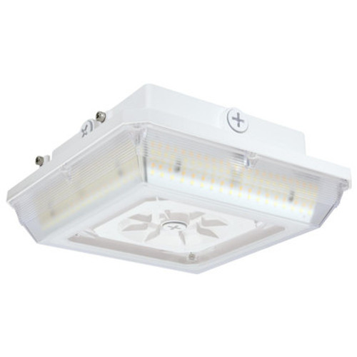Superior Lighting 7804CLWH045MW-MCT-EM-K - LED Wide Beam Canopy Light - Multi Watt Selectable 45/30/20W - 6288 Max Lumens - 120-277V - Color Temperature Selectable 30K/40K/50K - White Finish With Emergency Battery Back-Up