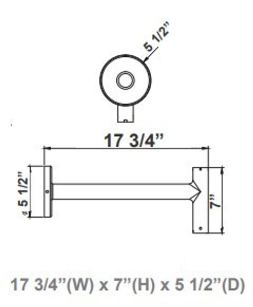 LED Designer Bell Light - 16 Inch Diameter - Watt Selectable 100/80/50W - 110-277V - Color Temperature Selectable 30/40/50K - Dimmable - Black Finish - With Straight Arm Wall Bracket